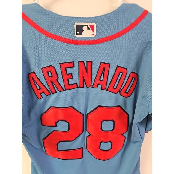 Nike St Louis Cardinals Powder Blue Jersey Men’s S Nolan Arenado #28 Stitched - Picture 8 of 8